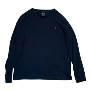 Polo Ralph Lauren Navy Long Sleeve Tee | Red Pony Logo | Size M